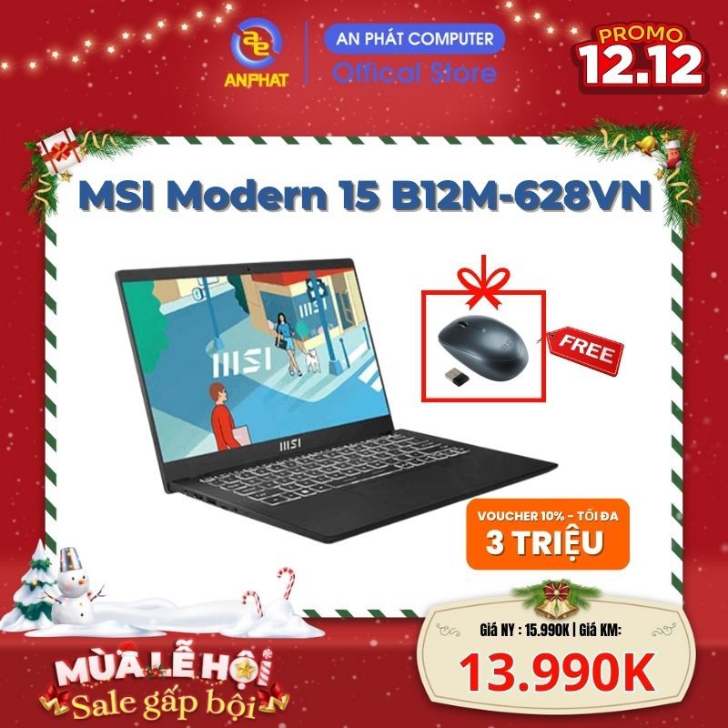 Laptop MSI Modern 15 B12M-628VN (Core i5-1235U | 16GB | 15.6 inch FHD)