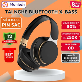 Tai Nghe Chụp Tai Bluetooth Không Dây X-Bass Âm Thanh Siêu Khủng, Pin Sạc, Tích Hợp Micro, Đeo Êm