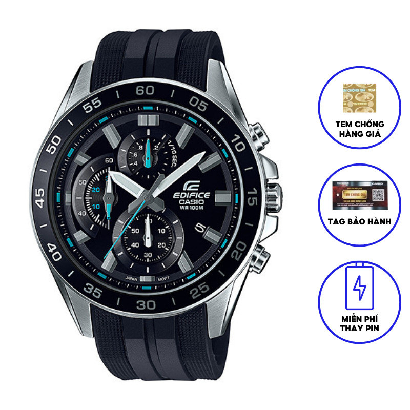 Đồng hồ nam dây cao su chính hãng Casio EDIFICE EFV-550P-1AVUDF