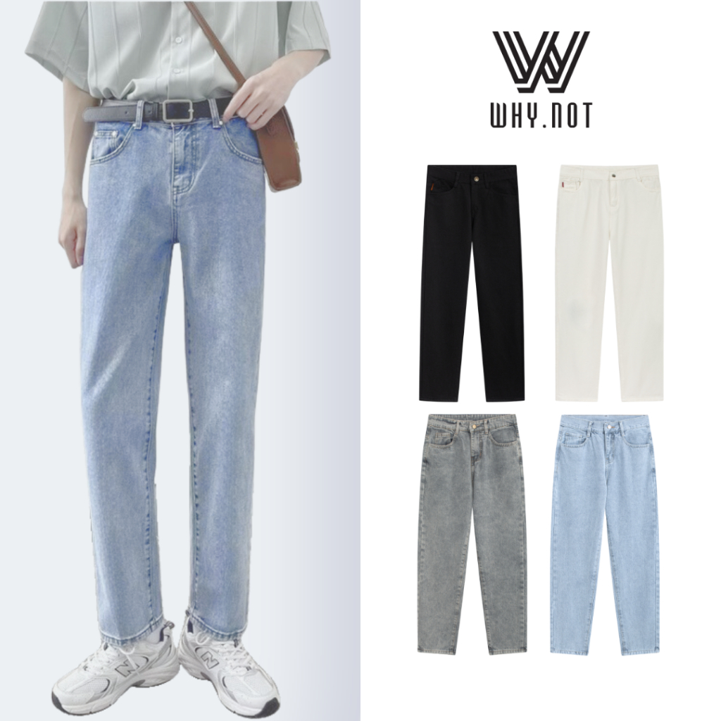 [CÓ BIGSIZE] Quần jean baggy suông WHY NOT chất cotton chính phẩm mềm mịn, bền màu, form dáng trẻ trung JBGT