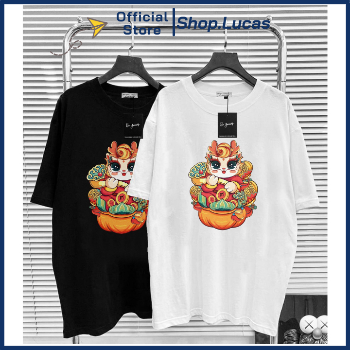 Áo Thun TẾT 2024 CON RỒNG XUÂN GIÁP THÌN Unisex Nam Nữ Áo Gia Đình Cặp Đôi Shop.Lucas - Ngọc Như Ý