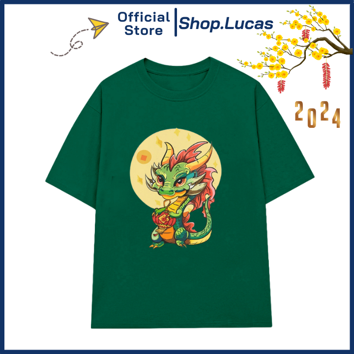 Áo Thun TẾT CON RỒNG 2024 Giáp Thìn Unisex Nam Nữ Form Rộng Shop.Lucas