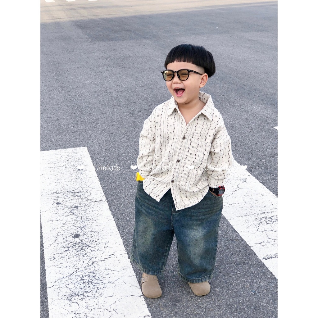 ÁO SƠ MI NHUNG HOẠ TIẾT PHONG CÁCH HÀN QUỐC RẤT ĐẸP CHO BÉ GÁI VÀ BÉ TRAI