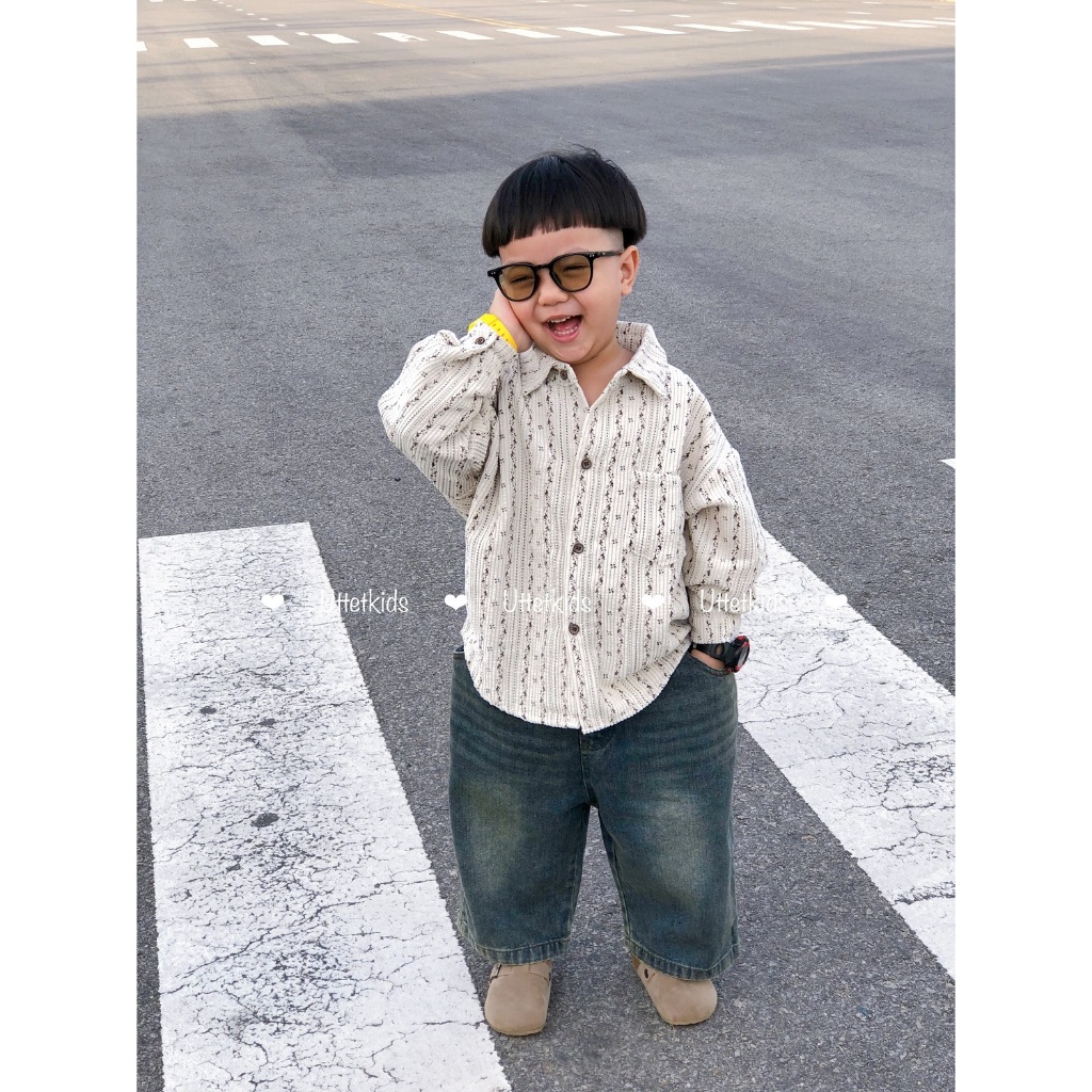 ÁO SƠ MI NHUNG HOẠ TIẾT PHONG CÁCH HÀN QUỐC RẤT ĐẸP CHO BÉ GÁI VÀ BÉ TRAI