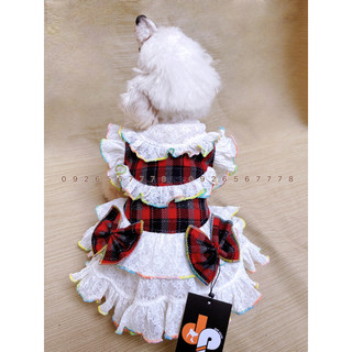 Đầm noel tết dành cho thú cưng có đủ size may theo thông số DP petstyle