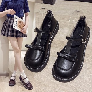 Giày búp bê Lolita nữ đế bệt phối nơ dễ thương chất liệu da PU mềm 3 màu CÓ SẴN hàng loại 1- TheVani