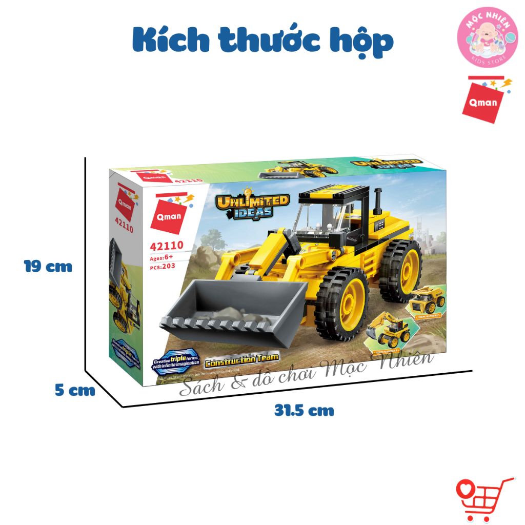 Đồ chơi xếp hình lắp ráp Qman 42110 - Xe xây dựng  - Dành cho bé từ 6 tuổi