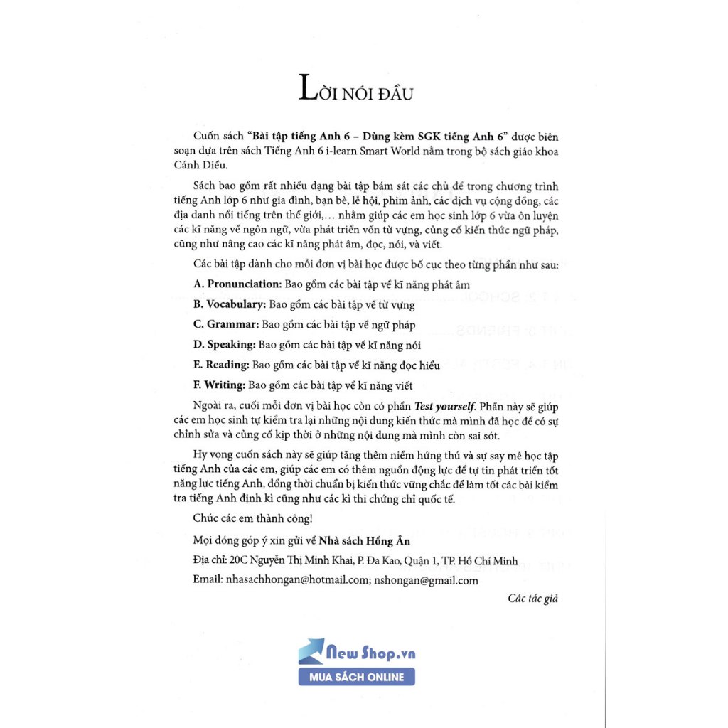 Sách - Bài Tập Tiếng Anh Lớp 6 - Không Đáp Án   - HAB