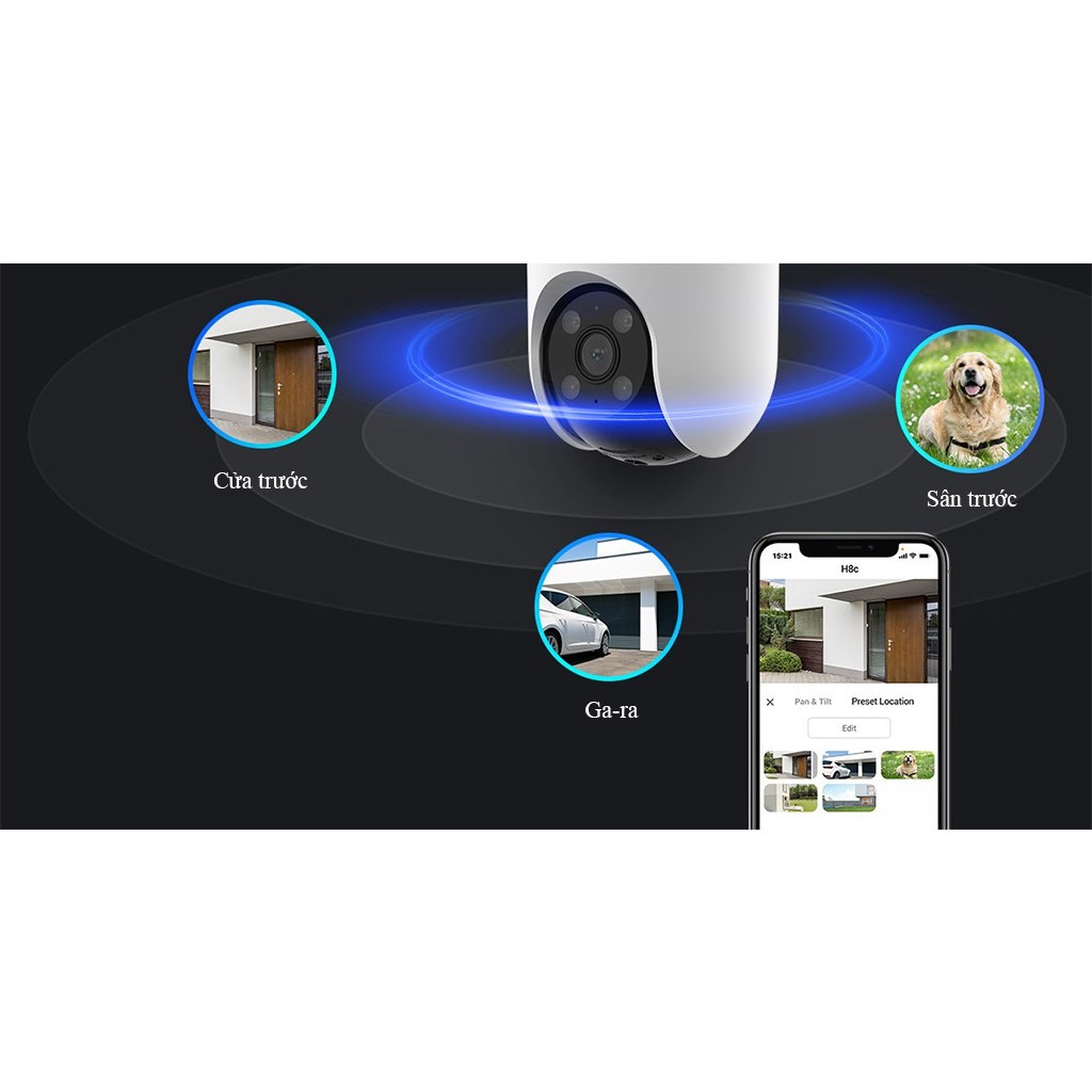 Camera Ezviz H8C 2MP,FullHD,1080P,Quay màu ban đêm