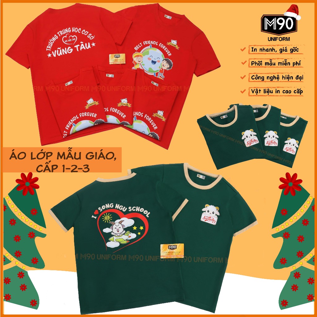 Áo lớp in theo yêu cầu, đồng phục lớp in size từ em bé đến người lớn, áo thun cotton cao cấp