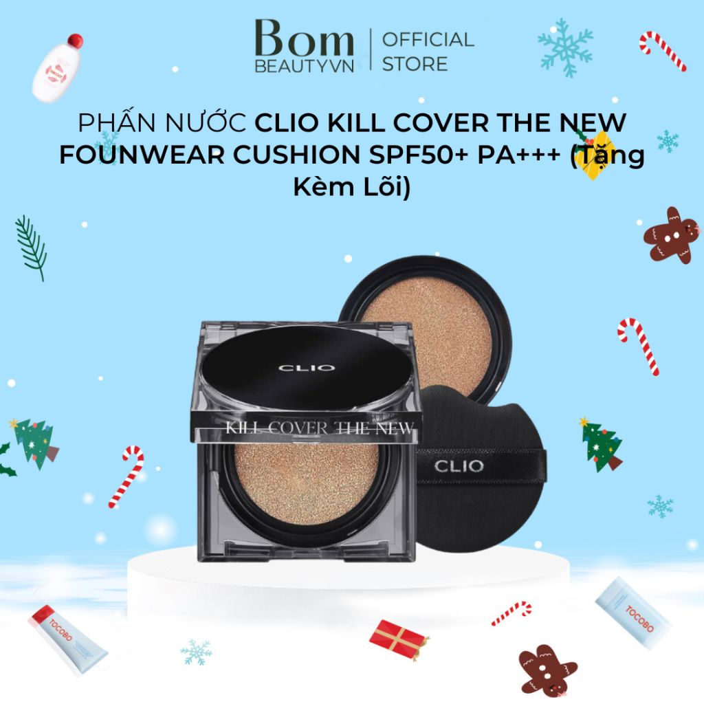Phấn Nước Clio Kill Cover The New Founwear Cushion SPF50+ PA+++ (Tặng Kèm Lõi) Đen