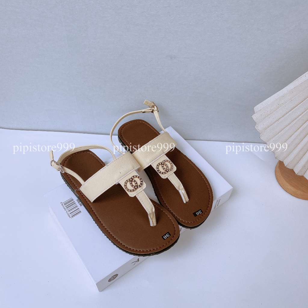 Ảnh thật Sandal Xỏ Ngón Đính Charm Đá Sáng Đế Kếp Đi Chơi Đi Học Đi Biển Cực Xinh G231