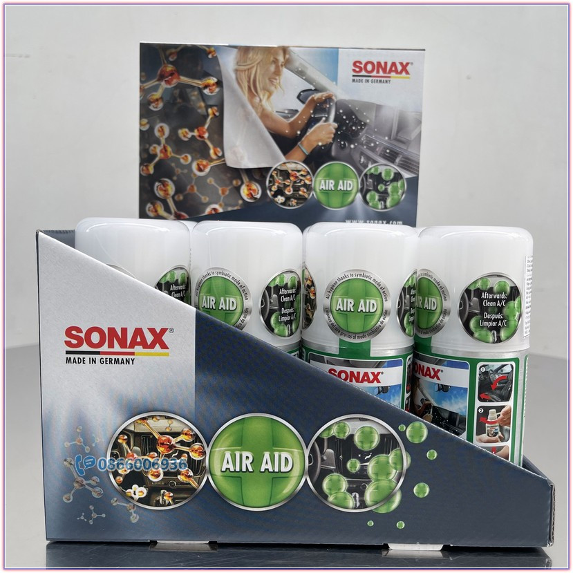 Sonax Car AC Cleaner Khử mùi điều hòa xe ô tô dạng hơi 323100 chai 100ml