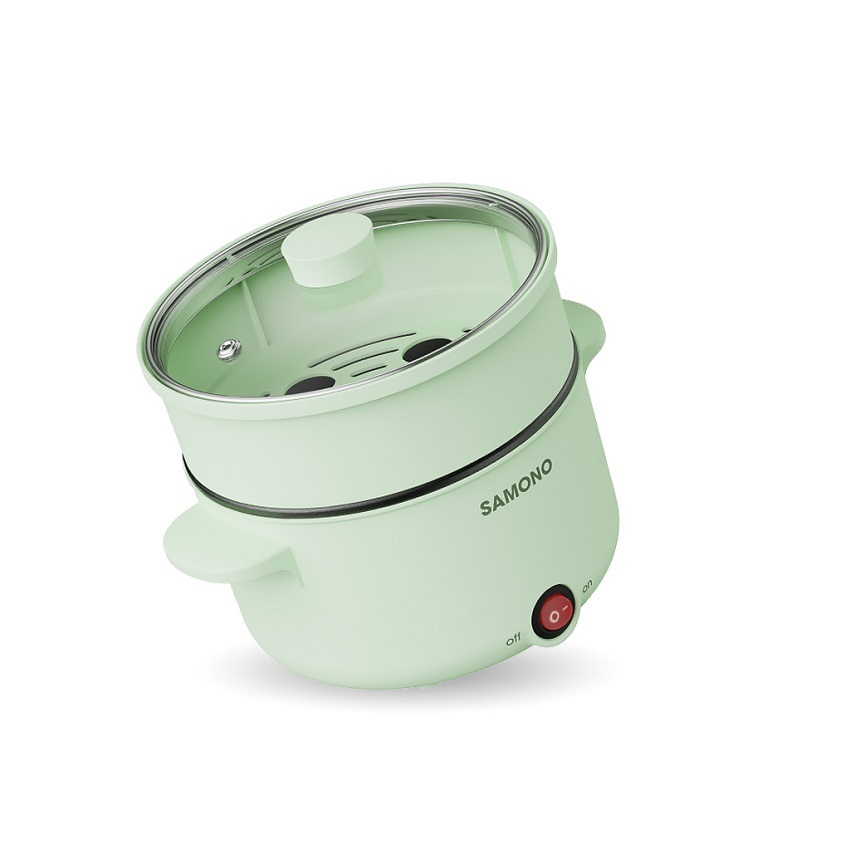 Samono Nồi điện đa năng 1.2L 600W 2 lớp chống dính chuẩn an toàn thực phẩm, thích hợp cho 2-3 người 
