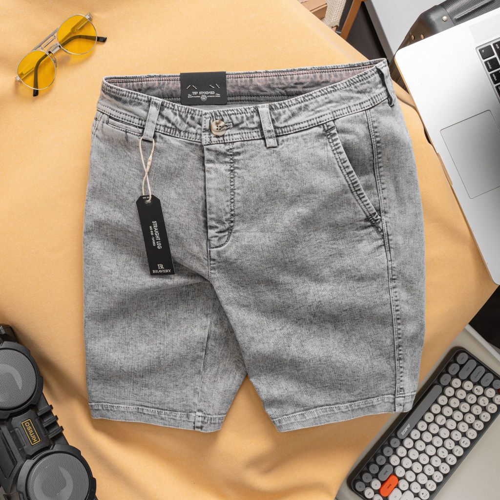 Quần short nam, Quần short nam jean xước Jenka co giãn, mềm mịn, thoáng mát, thoải mái, sang trọng - Bravery