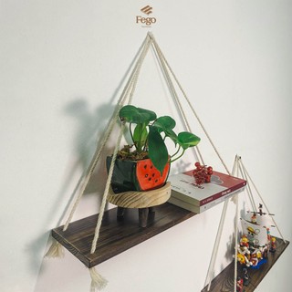 Kệ gỗ treo tường dây thừng FEGO decor trang trí nhà cửa