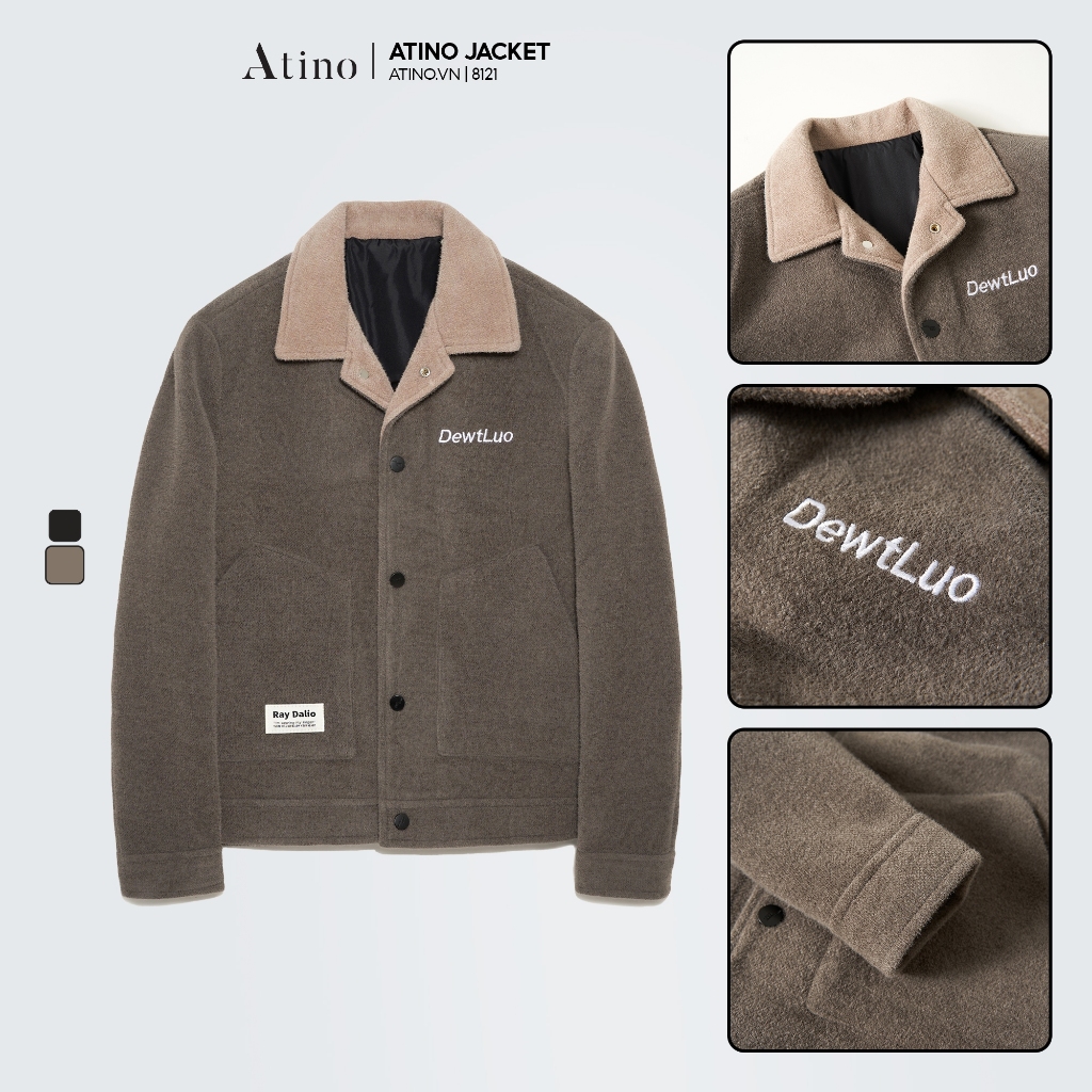 Áo Khoác Jacket ATINO Nỉ Dạ Nam 2 Lớp Lót Gió Hàn Quốc Phong Cách Trẻ Trung Chuẩn Form AD2.8121