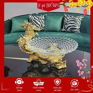 Đĩa đựng hoa quả Rồng Vàng, Khay đựng hoa quả cao cấp sang Trọng, Khay trái cây mạ vàng 24k