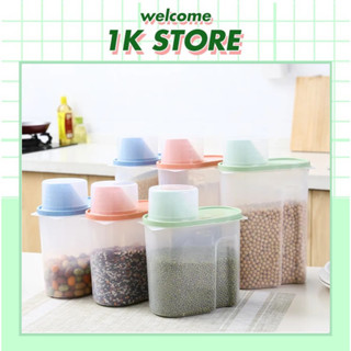 Hộp đựng hạt ngũ cốc gạo đỗ nhựa, nắp đậy kín an toàn, Hộp đựng thức ăn cho thú cưng, Hộp đựng dung tích 1.9L và 2.5L