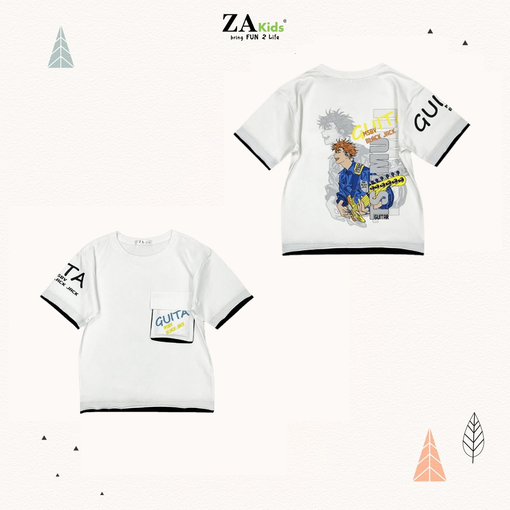 Áo Thun Bé Trai Ngắn Tay Zakids Tshirt Cộc Tay Cotton Từ  ZA02352A