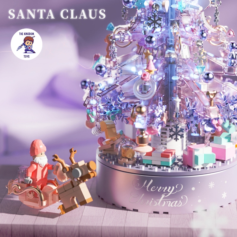 Đồ Chơi Lắp Ráp Noel Mô Hình Cây Thông Pha Lê Tím Giáng Sinh Có Nhạc Và Đèn Phát Sáng Merry Christmas 9188
