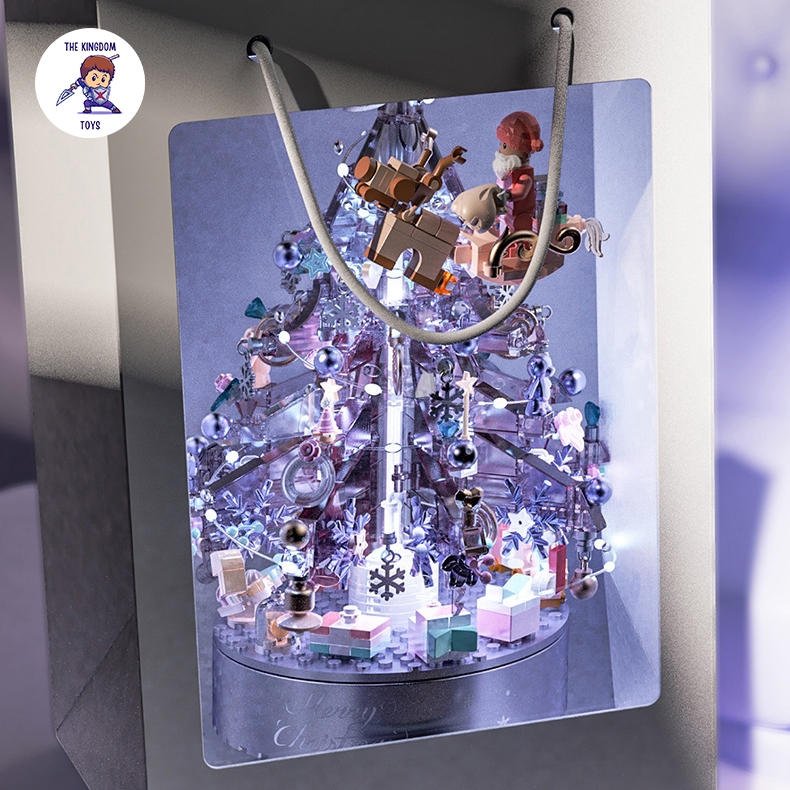 Đồ Chơi Lắp Ráp Noel Mô Hình Cây Thông Pha Lê Tím Giáng Sinh Có Nhạc Và Đèn Phát Sáng Merry Christmas 9188