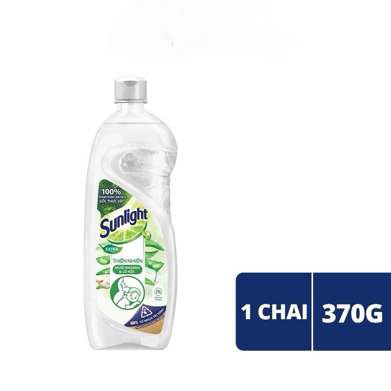Nước rửa chén Sunlight Thiên nhiên Muối khoáng Lô hội Chai 370g
