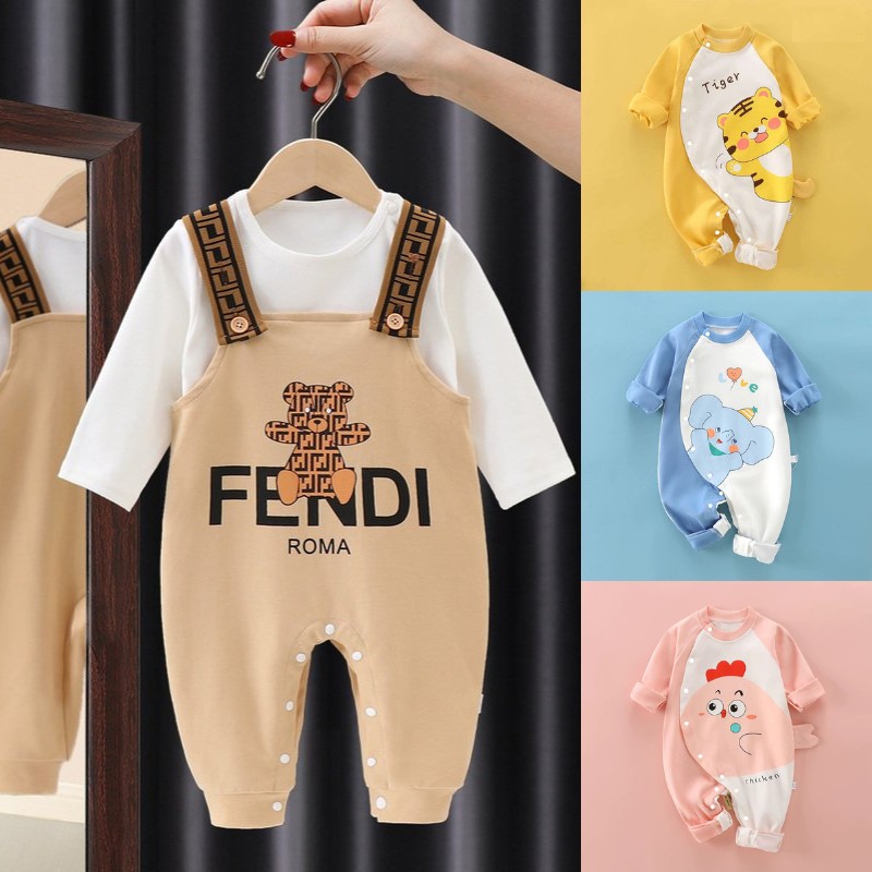 Body Yếm dài tay liền thân, bodysuit dài tay chất Thun mềm mịn cho bé trai bé gái mẫu quần áo trẻ em cho bé 0-12M