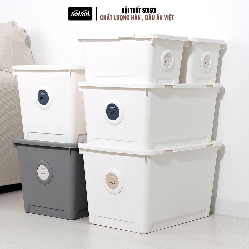 Thùng Nhựa Đựng Đồ 24L, 52L, 72L, 100L, 120L Thùng Đựng Đồ Đa Năng Có Nắp Đựng Đồ Chơi 2 Màu Phong Cách Hàn Quốc SOI SOI
