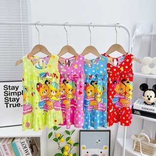 [4 màu - Tặng Mẹ 1 đôi tất chân] Combo 4 đầm - váy tôn (tole - lanh) bé gái 7-20kg (Ảnh thật)