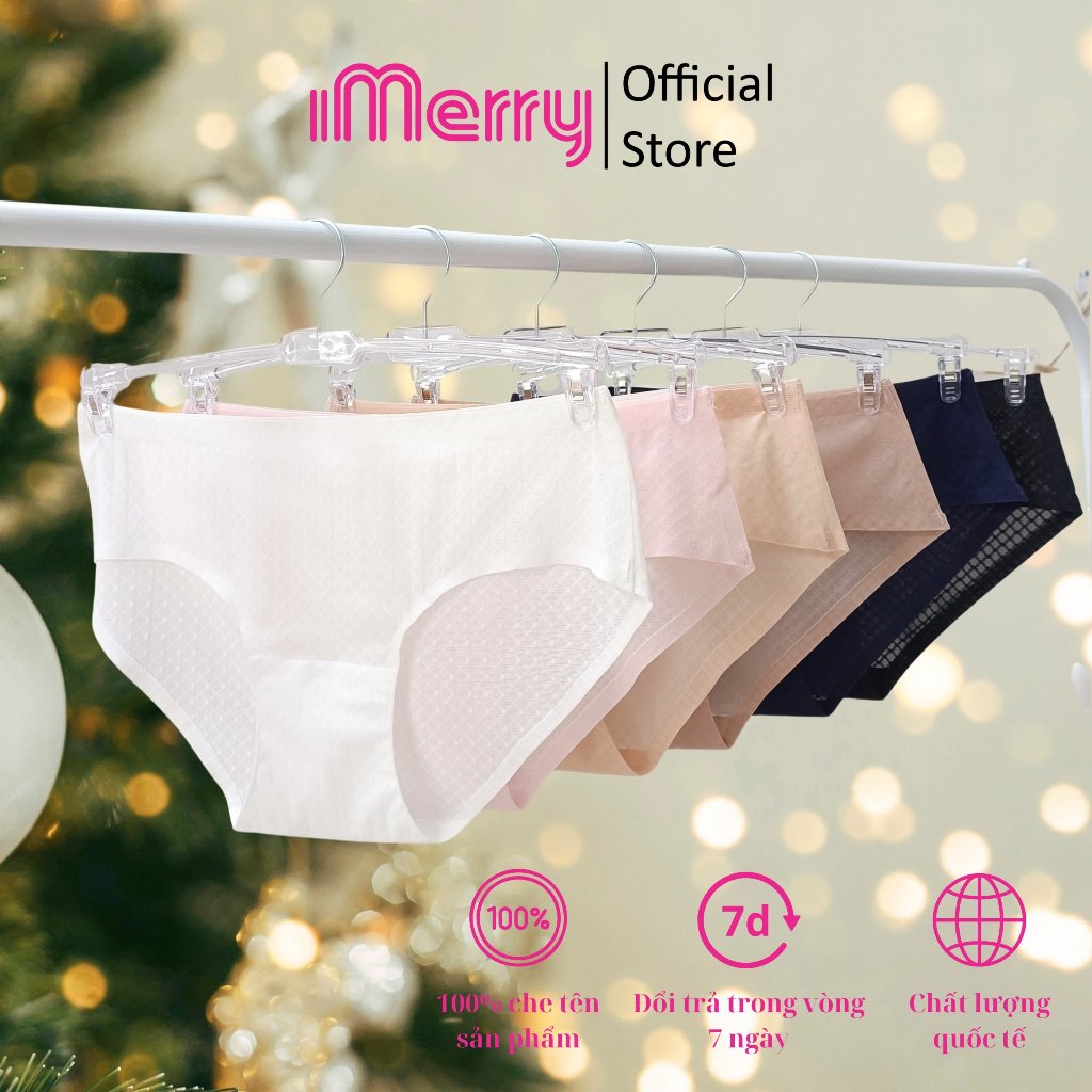 Quần lót su hoa văn caro iMerry cạp thấp vải lưới hoa văn cao cấp mềm mịn thoáng mát không hằn thoải mái VQ036