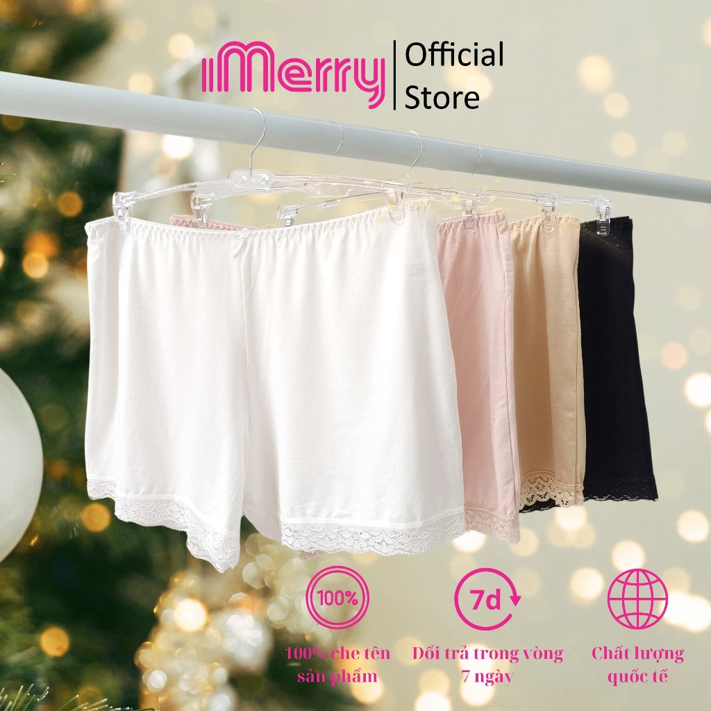 Quần mặc váy nữ iMERRY dạng đùi chất vải cotton phối chân ren cao cấp ôm trọn vòng ba VQ112A
