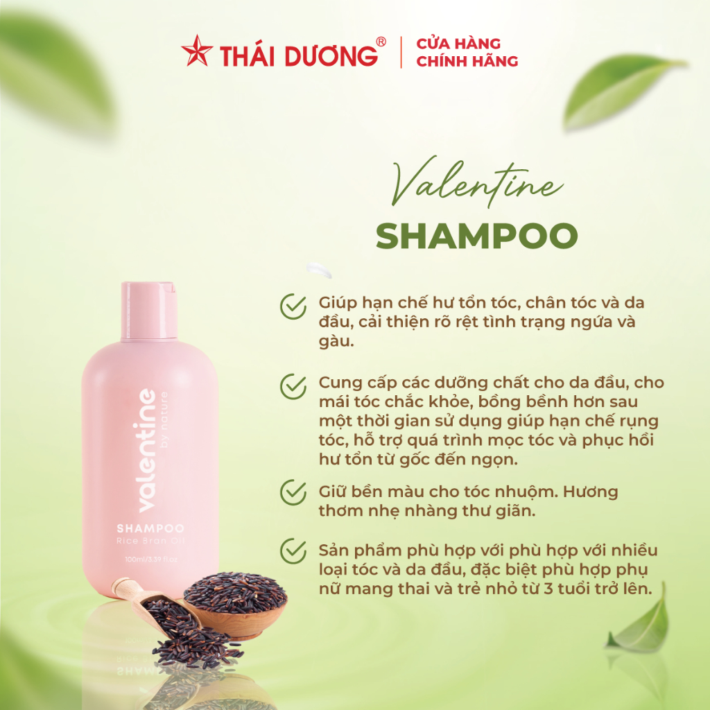 Dầu gội Valentine gạo lứt tóc chắc khỏe suôn mượt 100ml