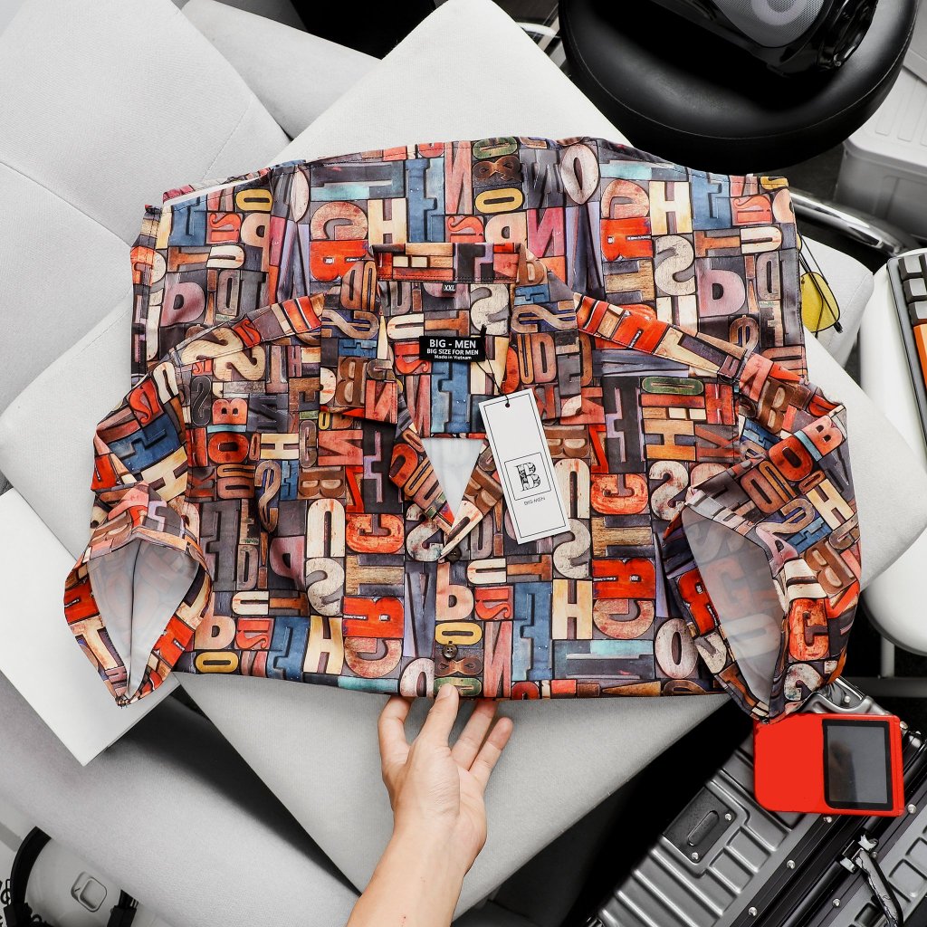 Áo sơ mi cổ đăng tông họa tiết thời trang bigsize nam cỡ đại 140kg