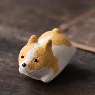 Tượng chó Corgi đất tử sa trang trí bàn trà, quà tặng