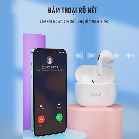 Tai nghe Bluetooth ROBOT Airbuds T50S  - Hàng Chính Hãng