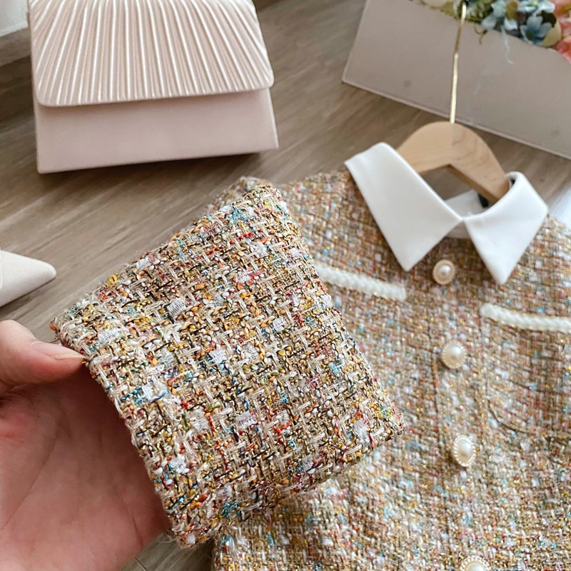 Áo dạ tweed dáng peplum phong cách công sở hàn quốc trẻ trung mặc đi làm đi chơi D2