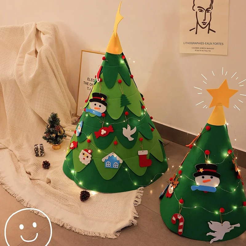 Cây thông Noel vải dạ 3D mẫu 2023, đồ chơi trang trí Giáng sinh cho Bé