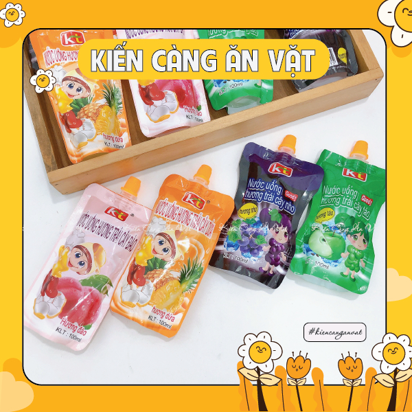 Nước uống trái cây, thạch hút KT các vị (túi 100ml)