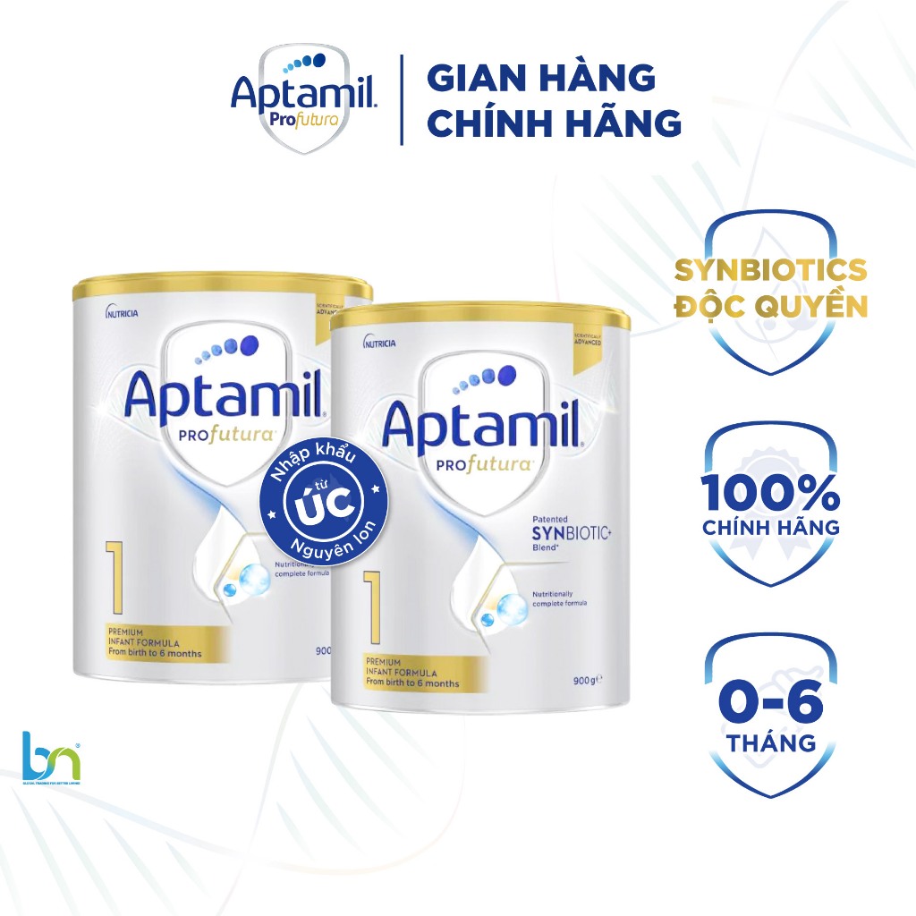 Combo 2 hộp sữa Aptamil Profutura Úc số 1 cho bé từ 0 - 6 tháng tuổi 900g