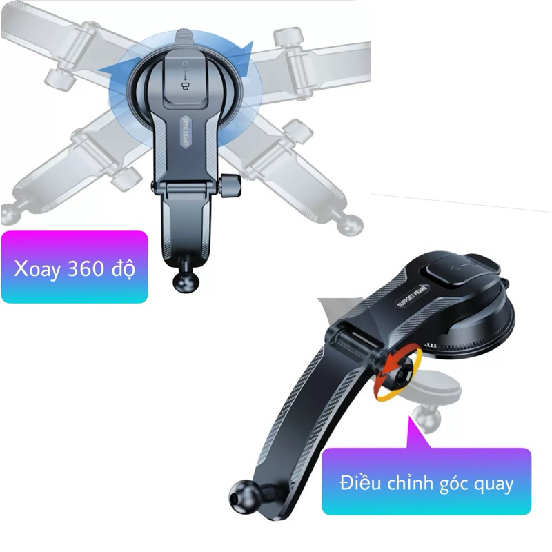 Giá đỡ điện thoại ô tô hình thác nước không che tầm nhìn lái xe - Kẹp giữ điện thoại gắn taplo xe hơi xoay 360 độ