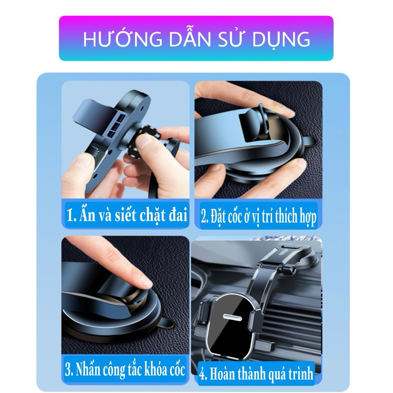 Giá đỡ điện thoại ô tô hình thác nước không che tầm nhìn lái xe - Kẹp giữ điện thoại gắn taplo xe hơi xoay 360 độ