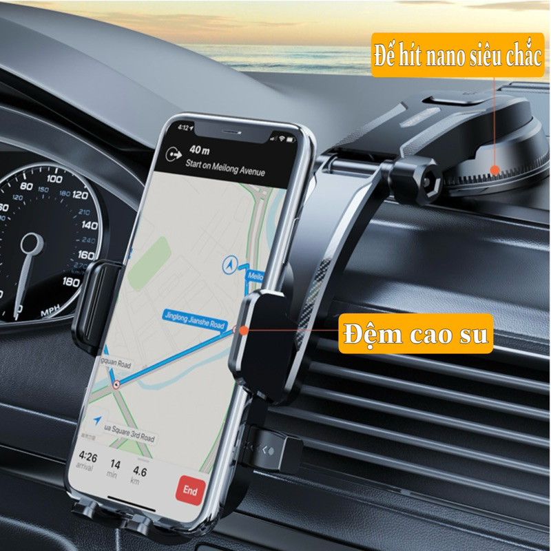 Giá đỡ điện thoại ô tô hình thác nước không che tầm nhìn lái xe - Kẹp giữ điện thoại gắn taplo xe hơi xoay 360 độ