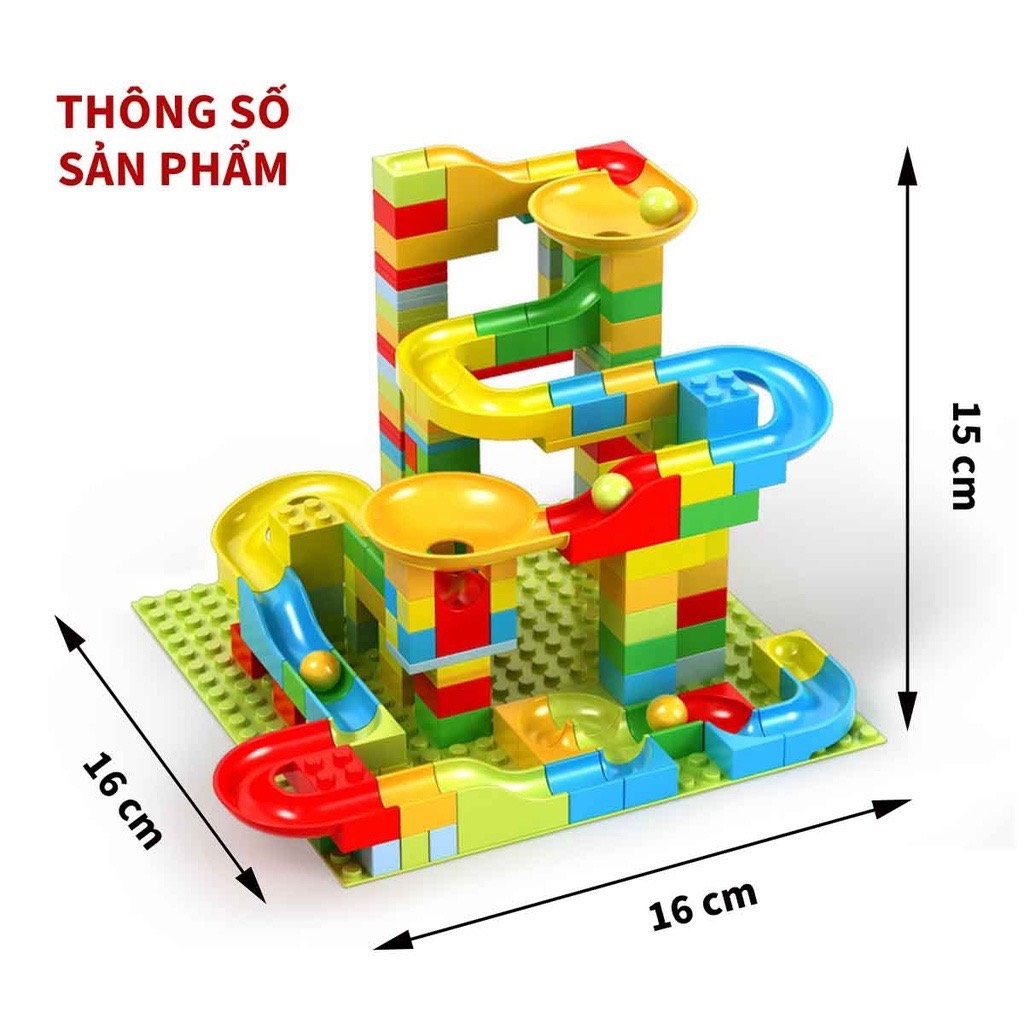 Bộ đồ chơi xếp hình mô hình cầu trượt thả bi 170 chi tiết cho bé luyện lắp ráp ghi nhớ tuy duy logic