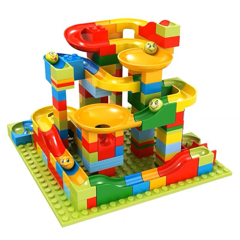 Bộ đồ chơi xếp hình mô hình cầu trượt thả bi 170 chi tiết cho bé luyện lắp ráp ghi nhớ tuy duy logic