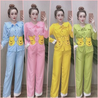 Bộ ngủ pijama tay dài quần dài - bộ mặc nhà chất kate lụa siêu xinh -thoáng mát,mềm mịn,