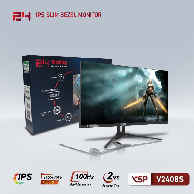 Màn Hình Phẳng LED Tràn Viền Mỏng VSP V2408S