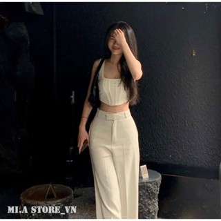 Quần tây suông ống rộng cạp cao ROSEKPOP (chất ruby loại 1) mềm mại tôn dáng