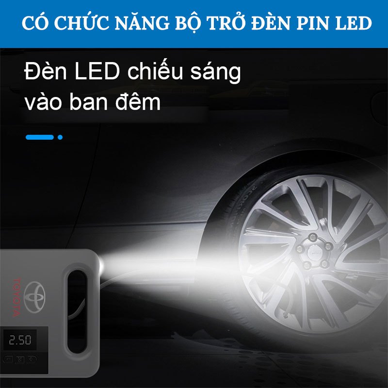 Bơm Lốp Ô Tô Toyota - Thiết Kế Thông Minh Có Chế Độ Điện Tử Tự Ngắt,Dây Dài Cắm Tẩu 12V Tiện Lợi Sử Dụng Dễ Dàng