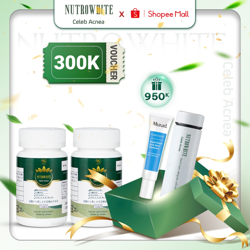 COMBO 2 HỘP Viên Uống Giảm Mụn Sáng Da, Ngăn Ngừa Lão Hóa NUTROWHITE  90 V/hộp